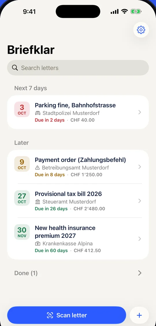 Deadlines at a glance