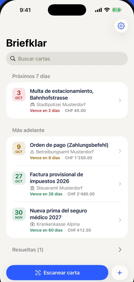 Tus plazos de un vistazo