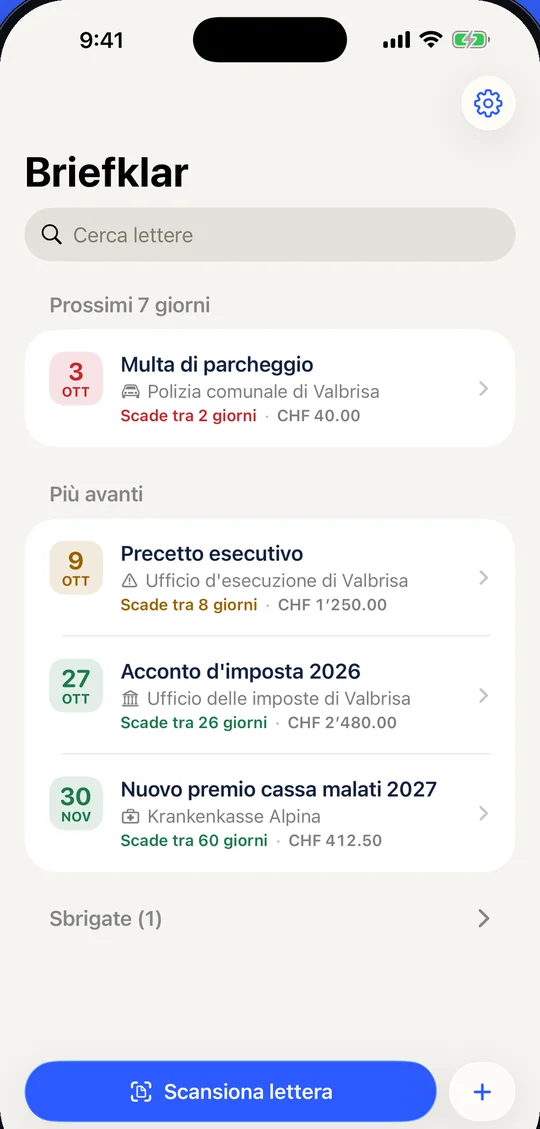 Le scadenze a colpo d’occhio